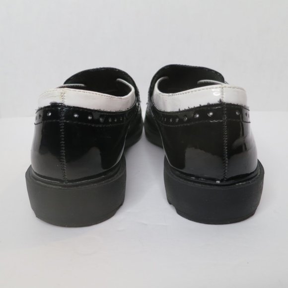 Women’s Rocket Dog Horace 8M Black White Patent Leather Oxford w Buckle - Picture 5 of 14